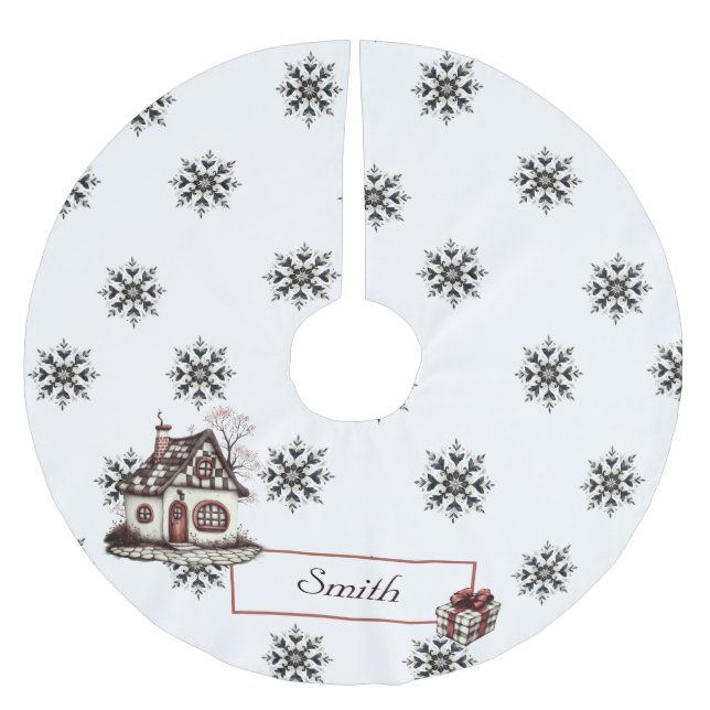 Copos de Nieve Personalizable Julgransmatta Borstad Polyester (Framsidan)