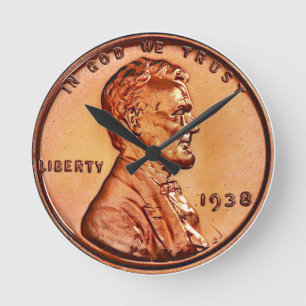 Copper 1938 Abraham Lincoln penny, en cent Round Rund Klocka