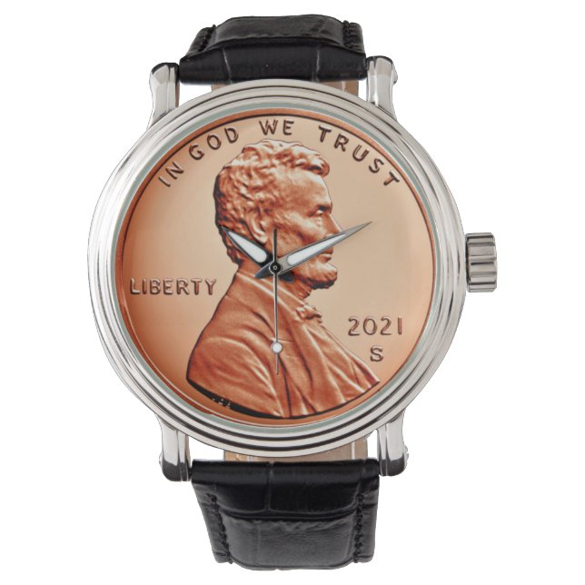 Copper Abraham Lincoln penny, en cent 2021 Watch Armbandsur (Framsida)