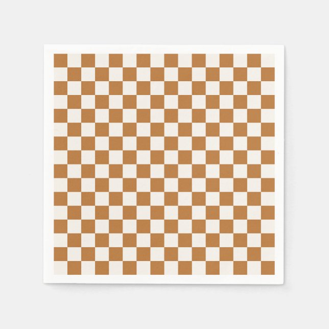 Copper and eggshell checkerboard pattern pappersservett (Framsidan)