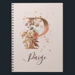 Copper Autumn Floral Letter P Fall Flowers Anteckningsbok<br><div class="desc">Lovely watercolor flowers in fall hues of beautiful browns and crisp cream adorn a copper colored letter "P", with playful gold splashes on a dusty rose-colored background. Add a name to this gorgeous autumn-inspired floral alphabet design for a unique gift she will love. The artwork and the name can both...</div>