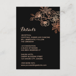 Copper Black Floral Line Art Wedding Tilläggskort