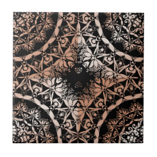 Copper Black Mandala Mönster Kakelplatta