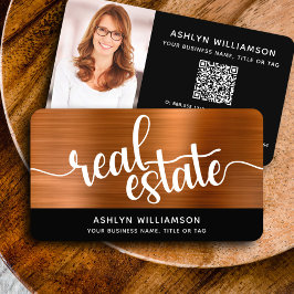 Copper Black Real Gods Agent Photo QR-kod fet Visitkort