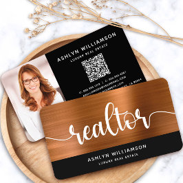 Copper Black Realtor Photo QR Code Broker Agent Visitkort