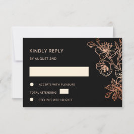  Copper Black Wedding RSVP OSA Kort