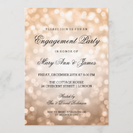 Copper Bokeh Ljus Elegant Förlovningsfest Inbjudningar