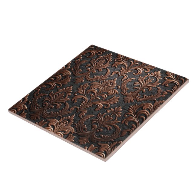 Copper brown and black floral seamless pattern kakelplatta (Sidan)