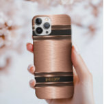 Copper Brown Tones Metallic Struktur Monogram<br><div class="desc">Pumparbrun metallisk struktur-bild,  borstat aluminium med rand-accenter: anpassningsbar och valfritt monogram.</div>