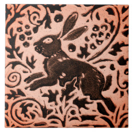 Copper Brown Woodland Bunny Rabbit Fall Trivet Kakelplatta