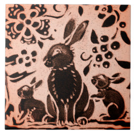Copper Brown Woodland Bunny Rabbit Fall Trivet Kakelplatta