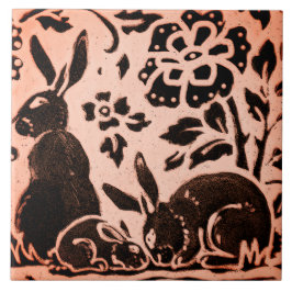 Copper Brown Woodland Rabbit Hare Autumn Trivet Kakelplatta