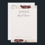 Copper Burgundy Wildblomma | Beige Adapter Rådkort<br><div class="desc">Den här kopparburgundsblomman | Beige-rådgivningskort är perfekt för din klassiska rost, vit, Marsala bröllop. Utformningen har en bohemisk krans eller bukett av modern lila, rött, grått och vilda blommor av rosa, tillsammans med bränd orange och guld grönenergi. I designen ingår poppies och korn. Utformningen är idealisk för ett enkelt, minimalt...</div>