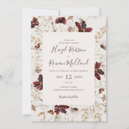 Copper Burgundy Wildblomma | Beige Allt på en Inbjudningar