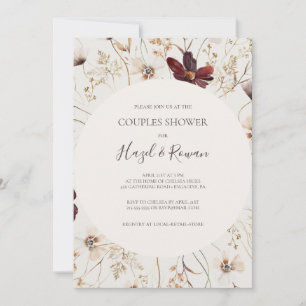 Copper Burgundy Wildblomma Beige Par Shower Inbjudningar