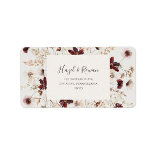Copper Burgundy Wildblomma Beige Returadress Adressetikett