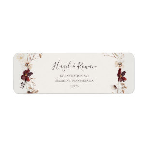 Copper Burgundy Wildblomma Beige Returadress Etikett