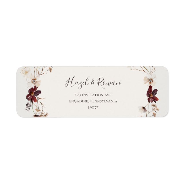Copper Burgundy Wildblomma | Beige Returadress Returadress Etikett (Framsidan)