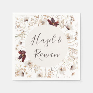 Copper Burgundy Wildblomma Bröllop Napkins Pappersservett