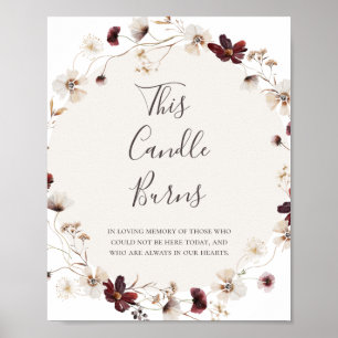 Copper Burgundy Wildblomma Candle Burns-tecken Poster