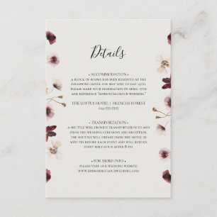 Copper Burgundy Wildblomma Information om Beige Tilläggskort