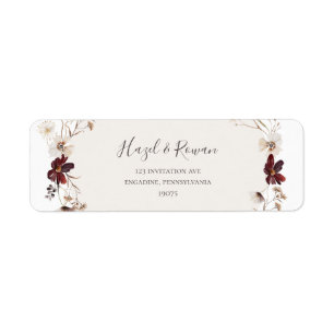 Copper Burgundy Wildblomma Returadressetikett Returadress Etikett