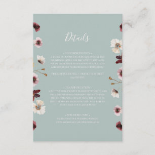Copper Burgundy Wildblomma Uppgift om måltider Tilläggskort