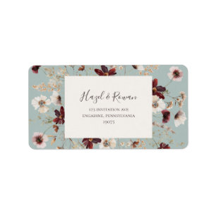 Copper Burgundy Wildblomma   Uppgift om Returadres Adressetikett