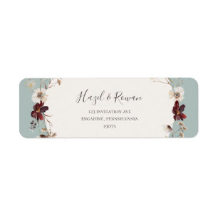 Copper Burgundy Wildblomma Uppgift om Returadres Returadress Etikett