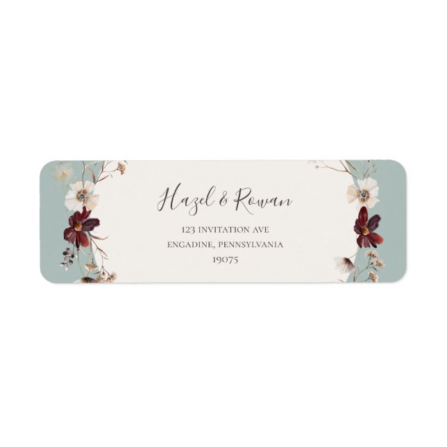 Copper Burgundy Wildblomma | Uppgift om Returadres Returadress Etikett (Framsidan)