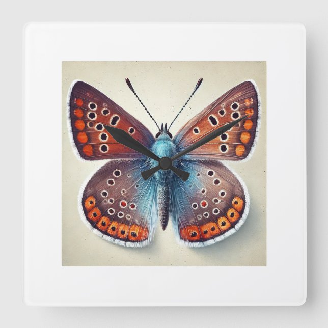 Copper Butterfly 160724IREF231 - Watercolor Fyrkantig Klocka (Framsida)