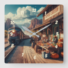 Copper Canyon Express Fyrkantig Klocka