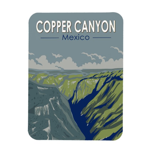 Copper Canyon Mexico Travel Art Vintage Magnet (Vertikal)