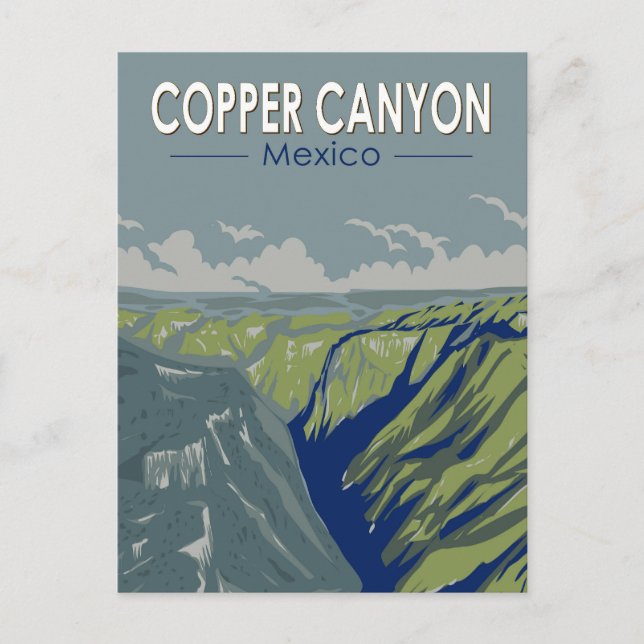 Copper Canyon Mexico Travel Art Vintage Vykort (Framsida)
