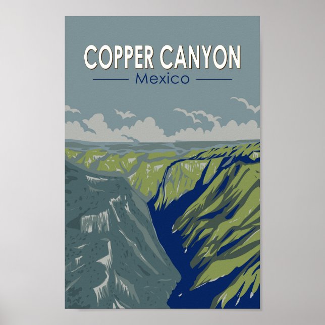 Copper Canyon Mexiko Resa Konst Vintage Poster (Framsidan)