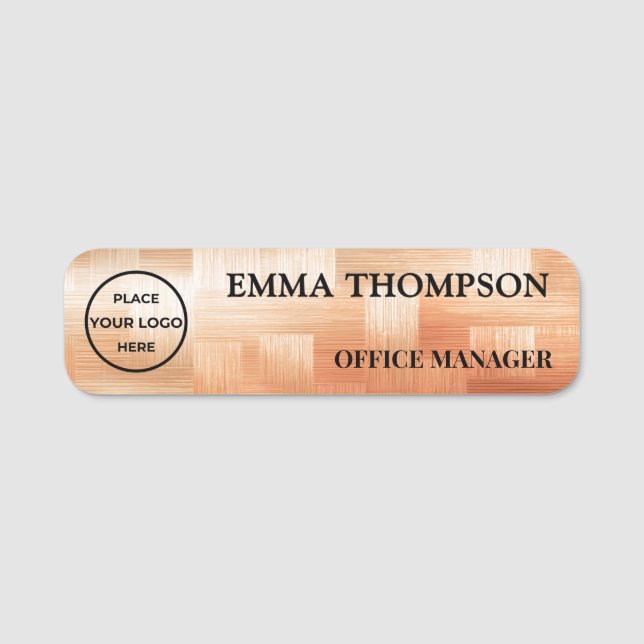 Copper Checkerboard Design Name Badge Custom 名札 Namnbricka (Framsida)