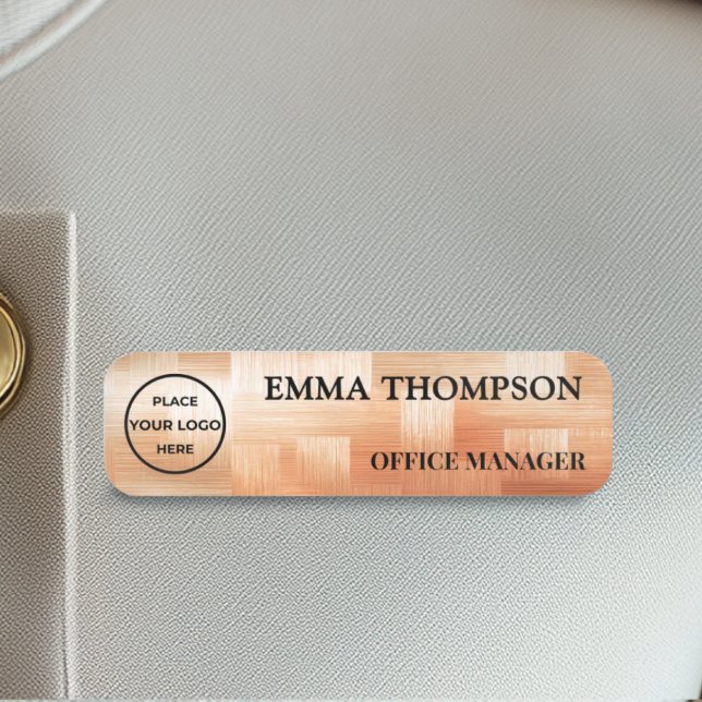 Copper Checkerboard Design Name Badge Custom 名札 Namnbricka (Skapare uppladdad)