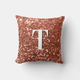 Copper Chunky Glitter Monogrammed Kudde