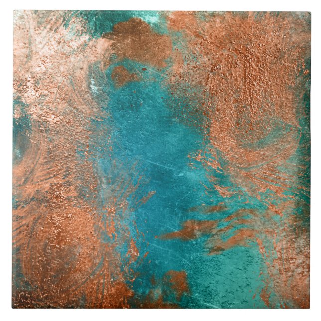 Copper Distress Patina Kakelplatta (Framsidan)