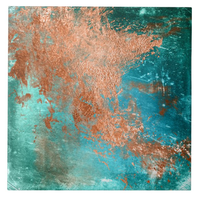 Copper Distress Patina Kakelplatta (Framsidan)