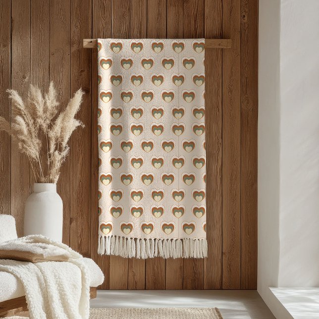 Copper Floral Blanket Pastel Boho Home Style Fleecefilt (Copper Floral Blanket Pastel Boho Home Style)