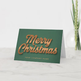 Copper Foil Retro Script Merry Christmas Helgkort