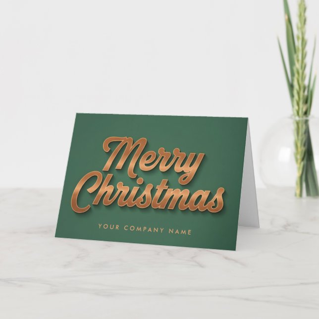 Copper Foil Retro Script Merry Christmas Helgkort (Framsida)