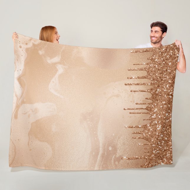 Copper Glitter Rain på den  koppar-Metall Marble Fleecefilt (På plats)