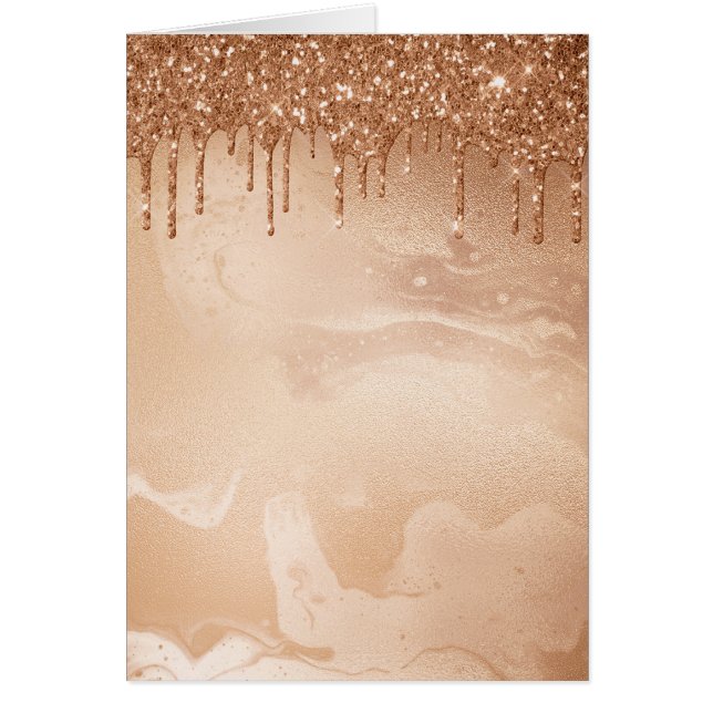 Copper Glitter Rain på den  koppar-Metall Marble Hälsningskort (Framsidan)
