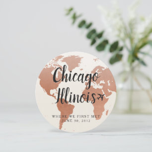 Copper Globe Favorite Cities Bord Namn Kort