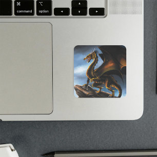Copper Guld Black Dragon Fyrkantigt Klistermärke