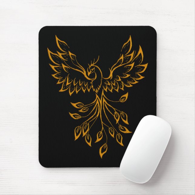 Copper Guld Phoenix Rises on Black Musmatta (Med mus)