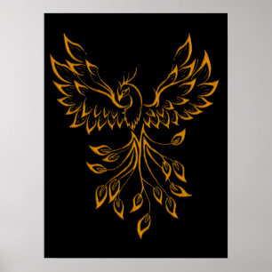 Copper Guld Phoenix Rises on Black Poster