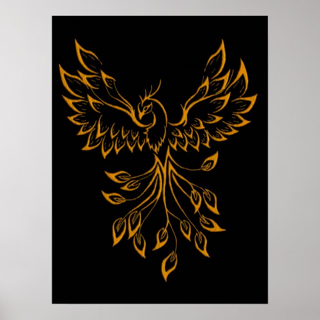 Copper Guld Phoenix Rises on Black Poster (Framsidan)